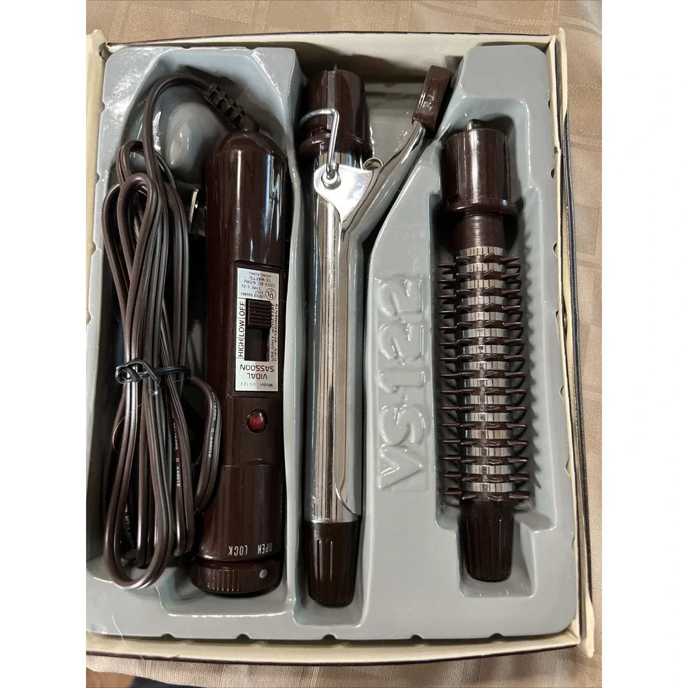 Vidal Sassoon Curling Iron Brush Set‎ VS122 Original Manual Tested Vintage EUC
